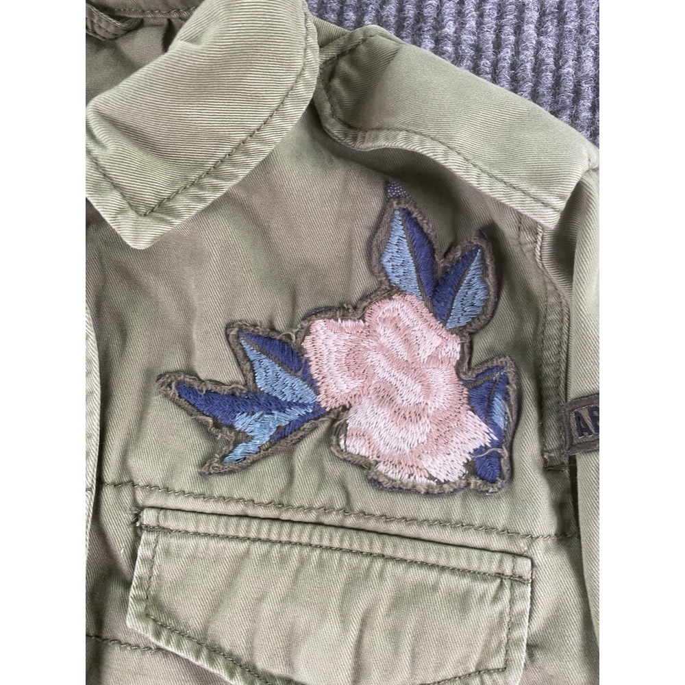 Abercrombie & Fitch Jacket Womens Extra Small Green Canvas Army Flowers Utility - Picture 7 of 12
